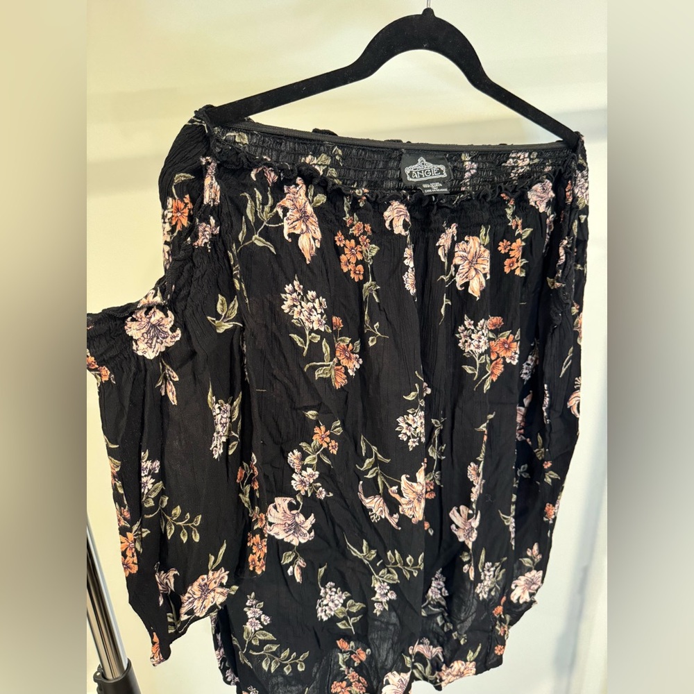 Angie Black Floral Top/Tunic/Dress